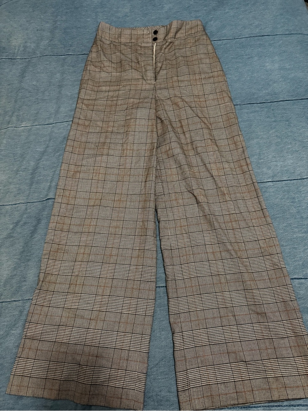 ANTONIO MELANI Glen Plaid Trousers in Black, White and Brown